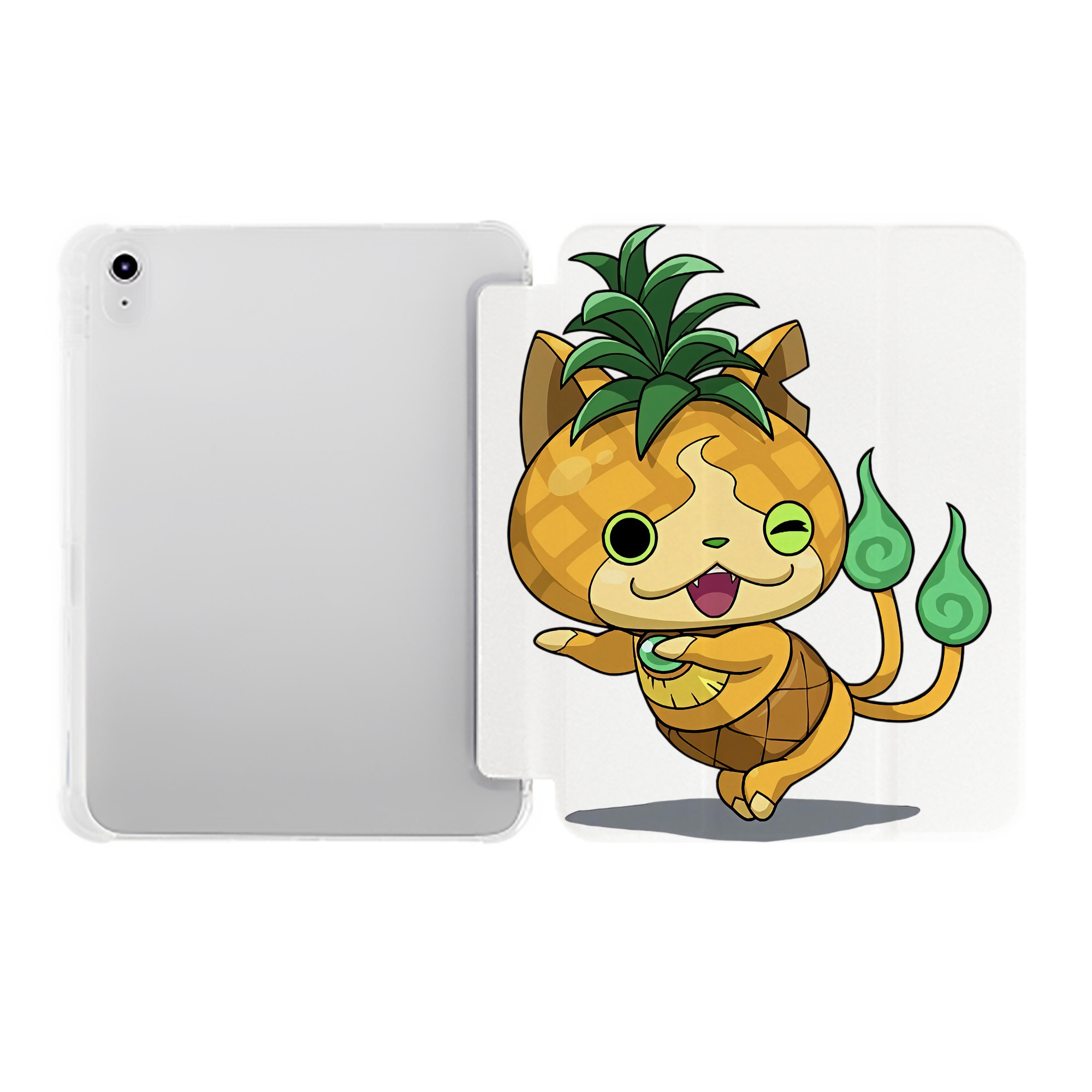 （画像用） 妖怪ウォッチ Yo-kai Watch IPad ケース ペン収納付き 三つ折りスタンド PUレザー×シリコン 対応機種9.5/10.5/10.9インチ